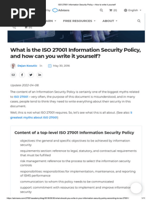 ISO 27001 Information Security Policy – How to write it yourself
