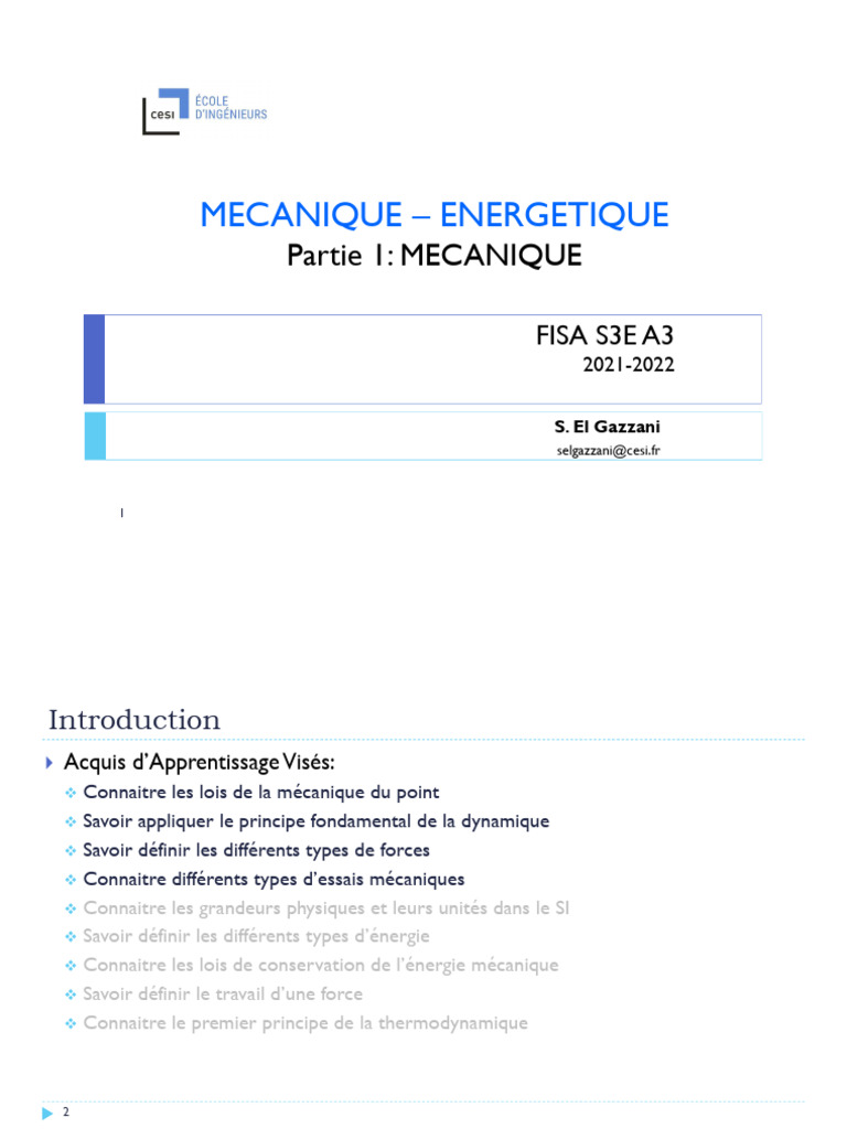Mécanique FISA S3E A3 | PDF