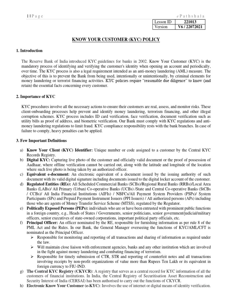 Kyc V6 22072021 | PDF | Money Laundering | Banks