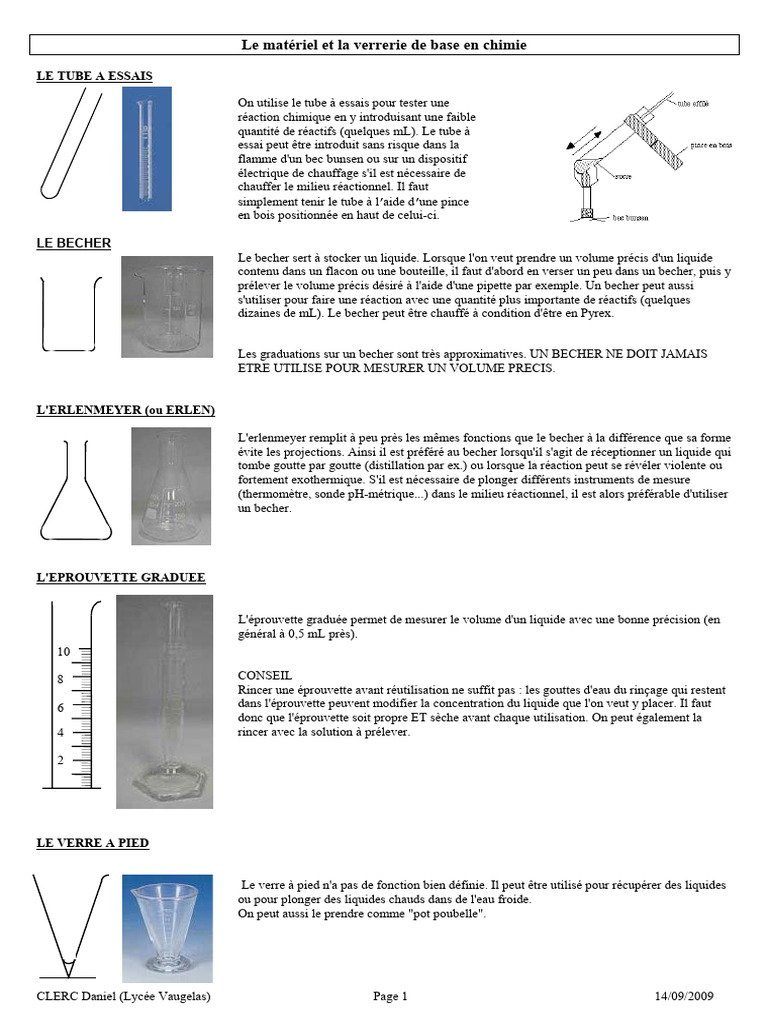 Verrerie en Chimie PDF Sciences physiques Chimie — free download