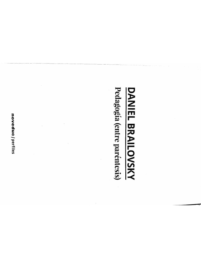 Brailovsky (2019) Pedagogía (Entre Paréntesis) | PDF