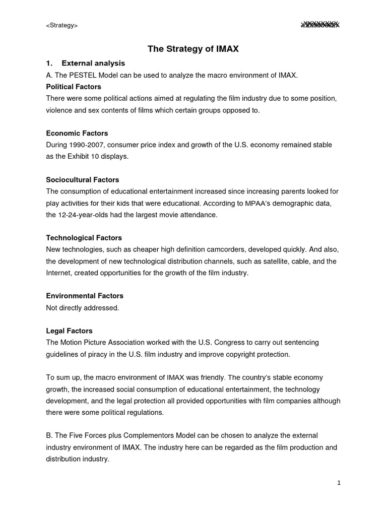 Strategy Assignment Sample B | PDF | Movie Theater | Competitive Advantage
