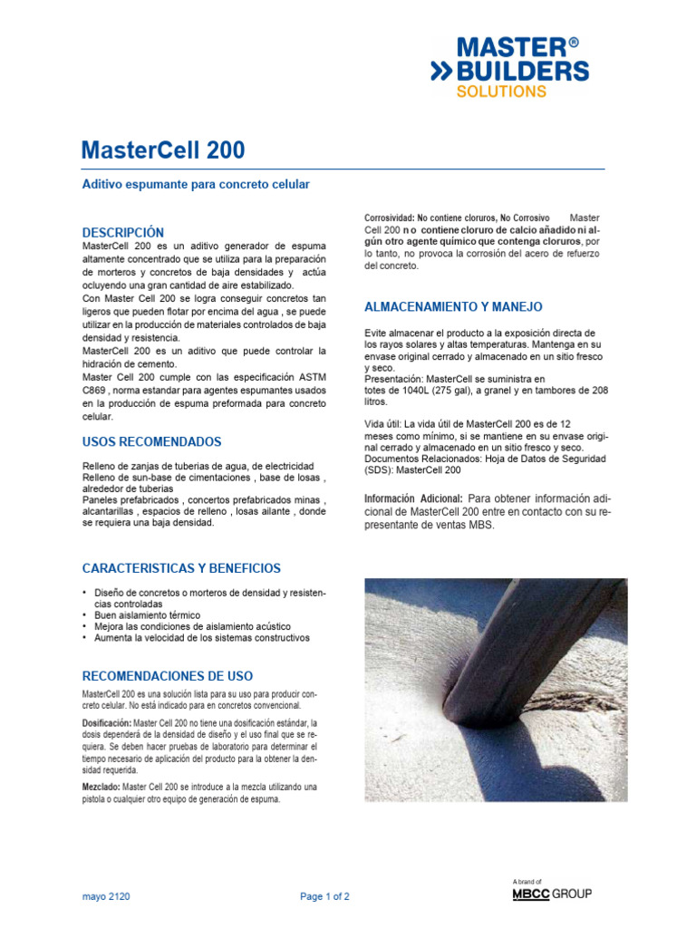 MasterCell 200 SP | PDF | Hormigón | Corrosión