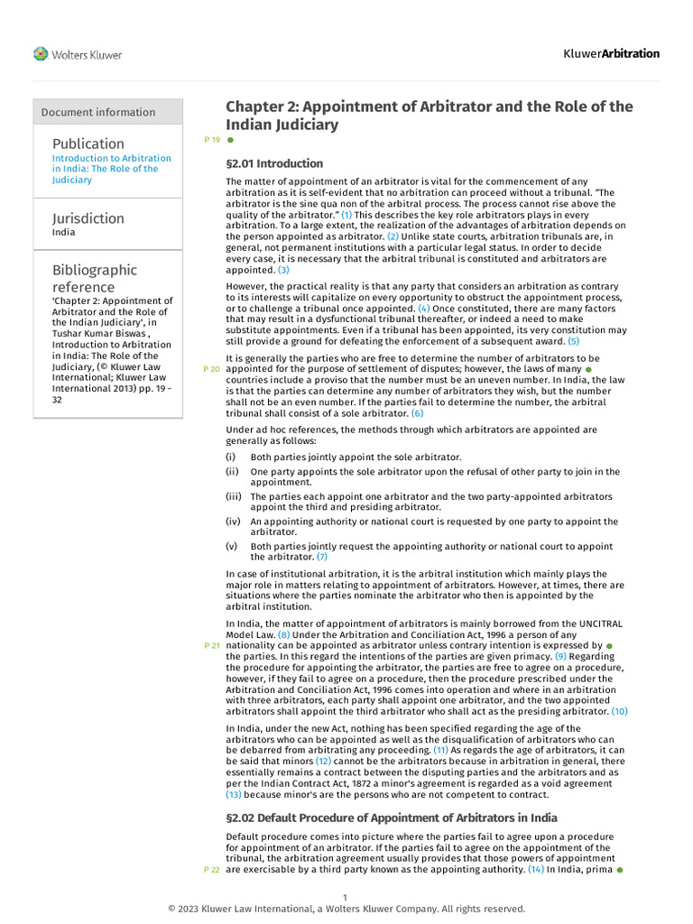 Appointment of Arbitrators in India | PDF | Arbitration | Jurisdiction