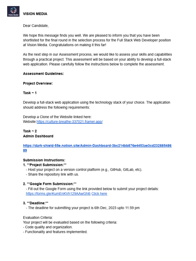 Full Stack Developer Assessment Guide | PDF | Business