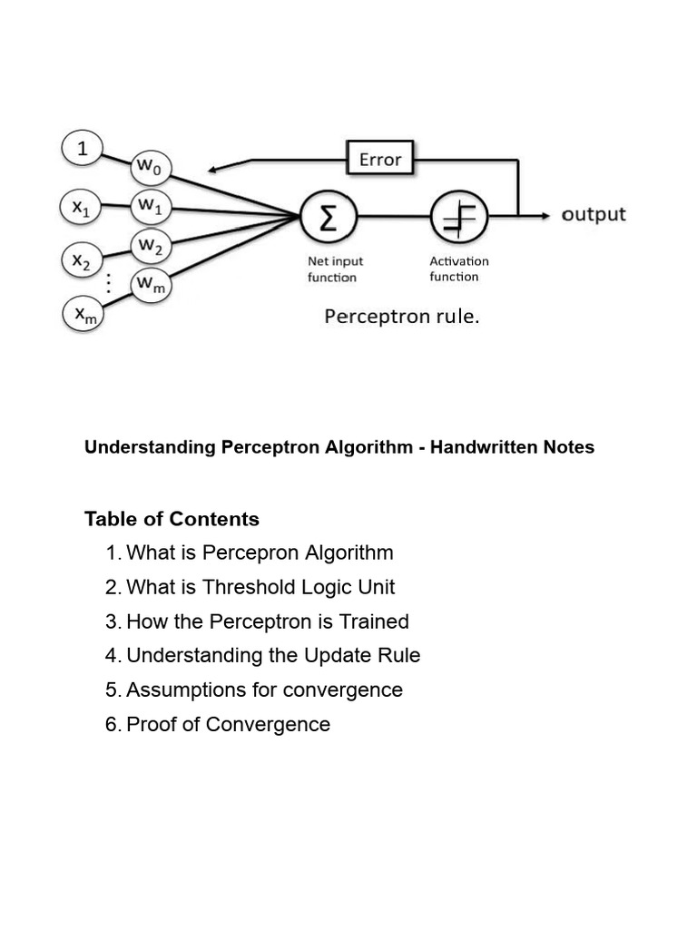 Perceptron Algorithm Notes