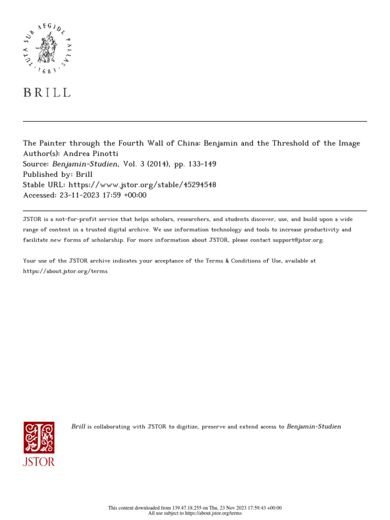 Pinotti Painter 4th Wall Chinese Movida & Benjamin PDF