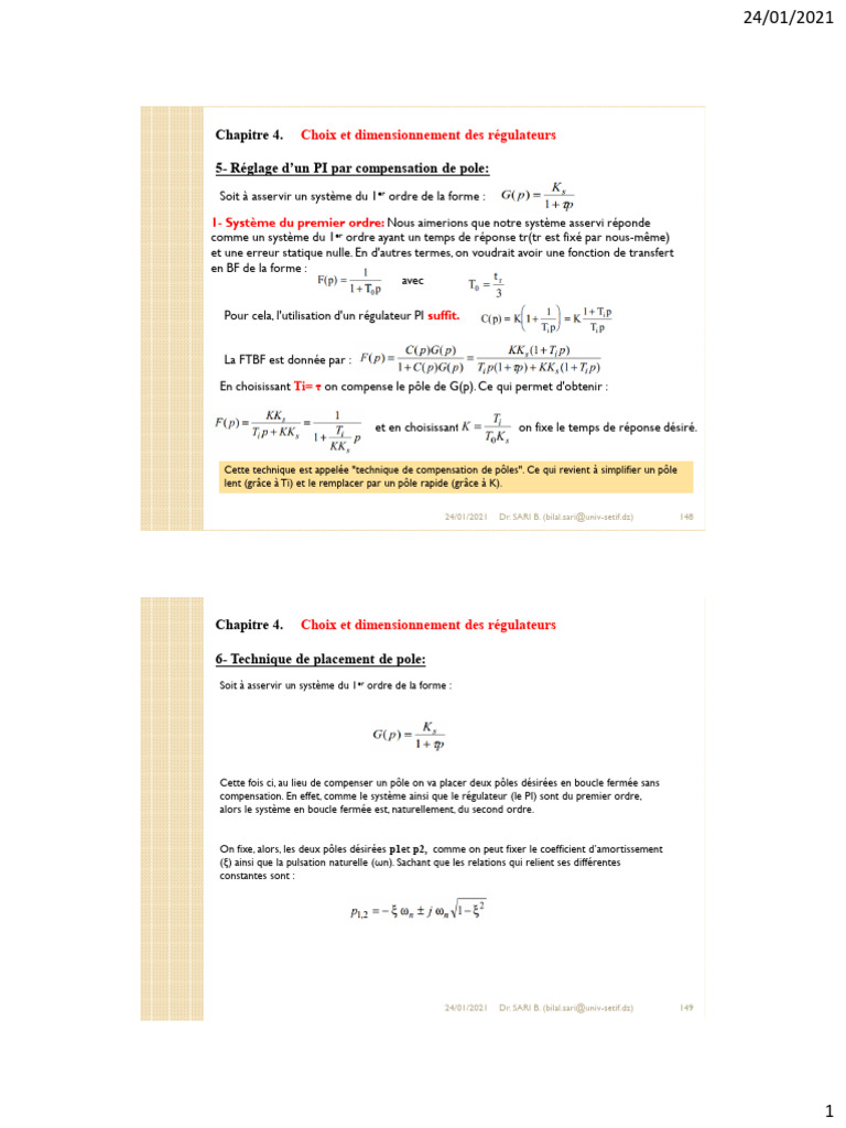 Réglage PI par compensation de pôle | PDF | Mathématiques appliqués