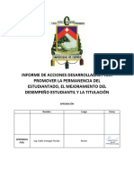 Informe de Acciones para Promover La Permanencia Del Estudiantado Desempeño Estudiantil y Titulación