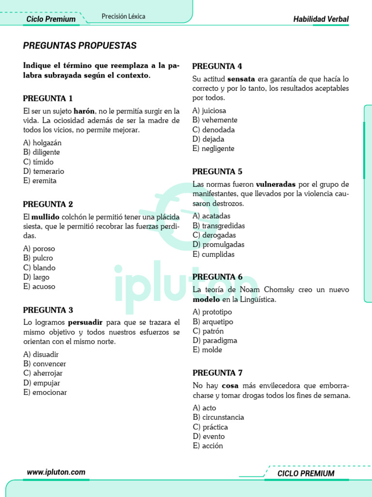 Ejercicios de Precisión Léxica en Español | PDF