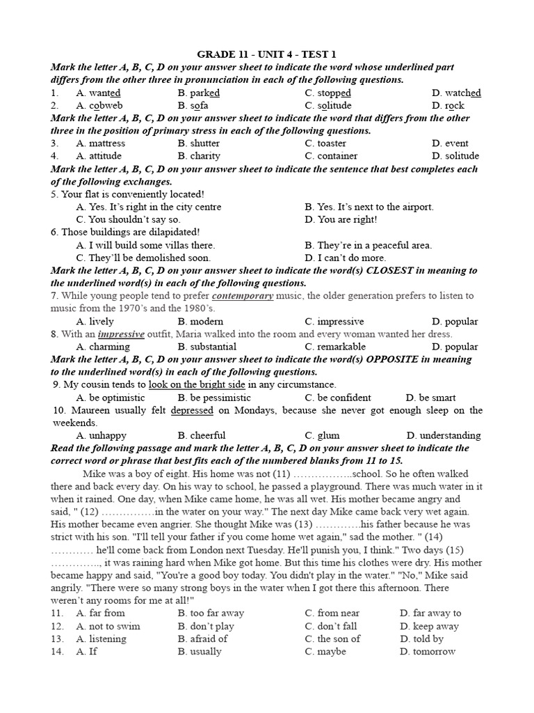 Grade 11 unit 4 test 1 2 pdf indonesia