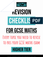 Revision Checklist Higher