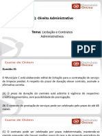 Direito Administrativo Tema: Licitação e Contratos Administrativos