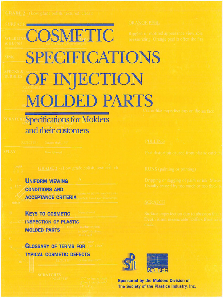 Cosmetic Specifications of Injected Molded Parts | PDF