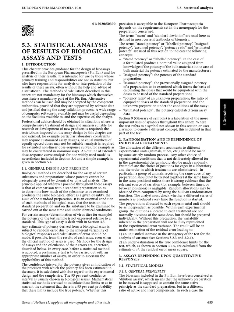 5.3. Statistical Analysis of Results of Biological Assays and Tests PDF Errors And Residuals