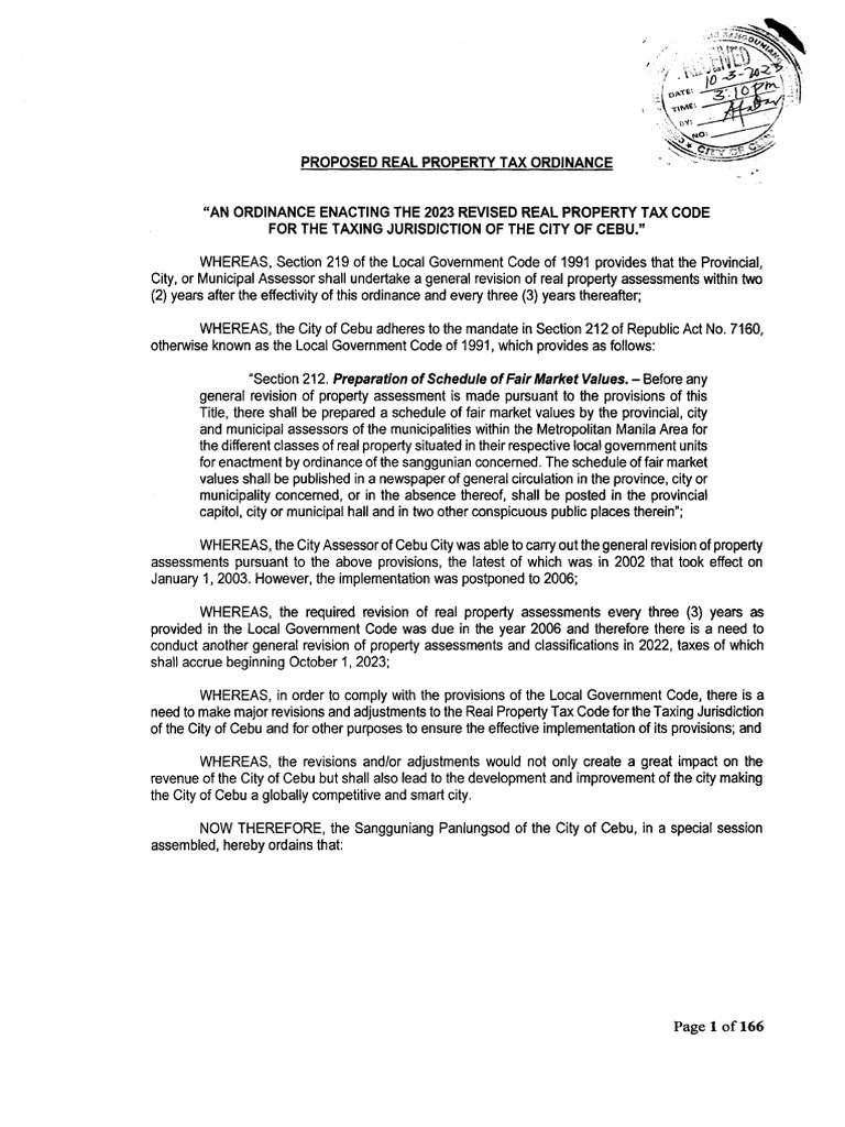 Proposed Real Property Tax Code of Cebu City | PDF