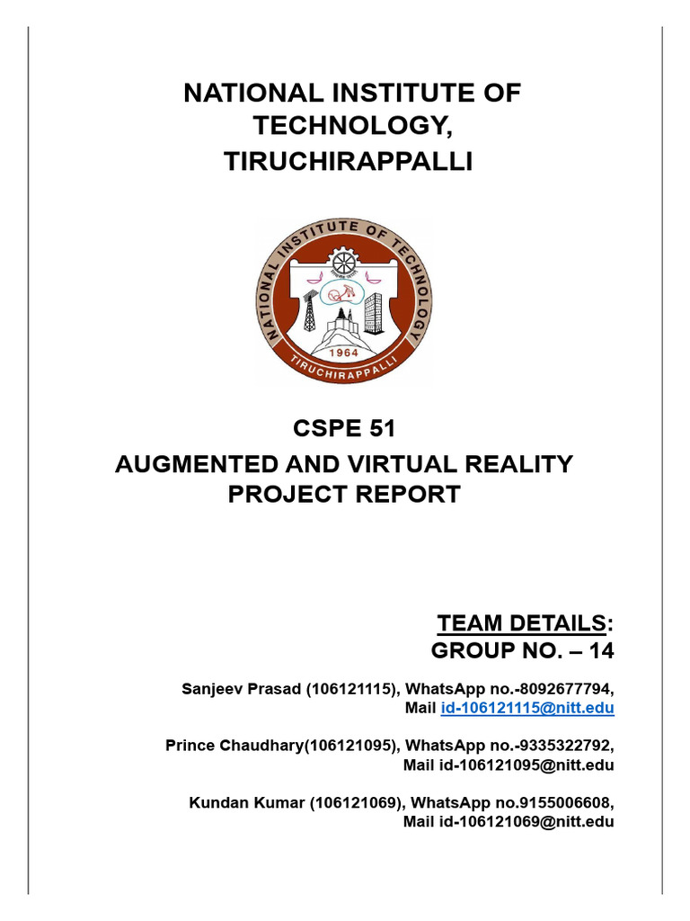 AR/VR Retail Project Report NITT | PDF | Augmented Reality | Virtual ...