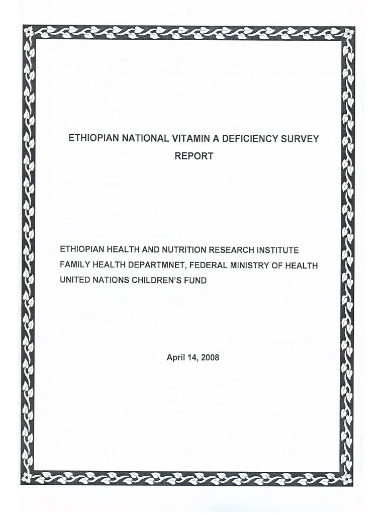 Ethiopian National Vitamin A Deficiency Survey Report | PDF