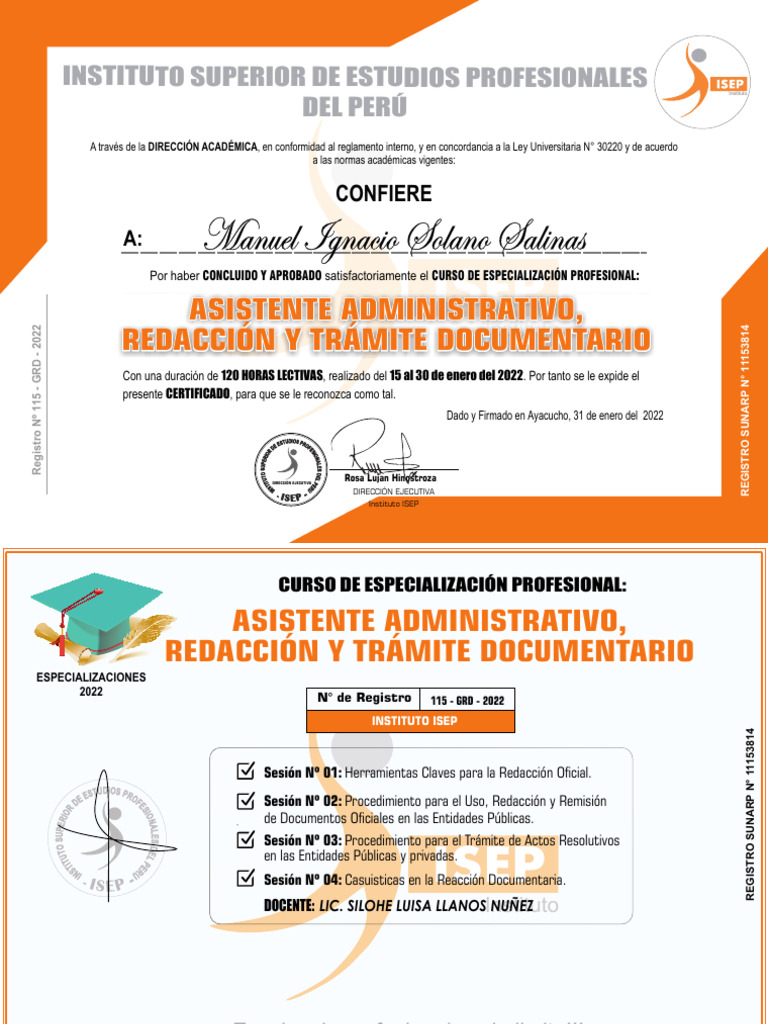 Certificado de Especialización en Redacción Documentaria | PDF | Gobierno