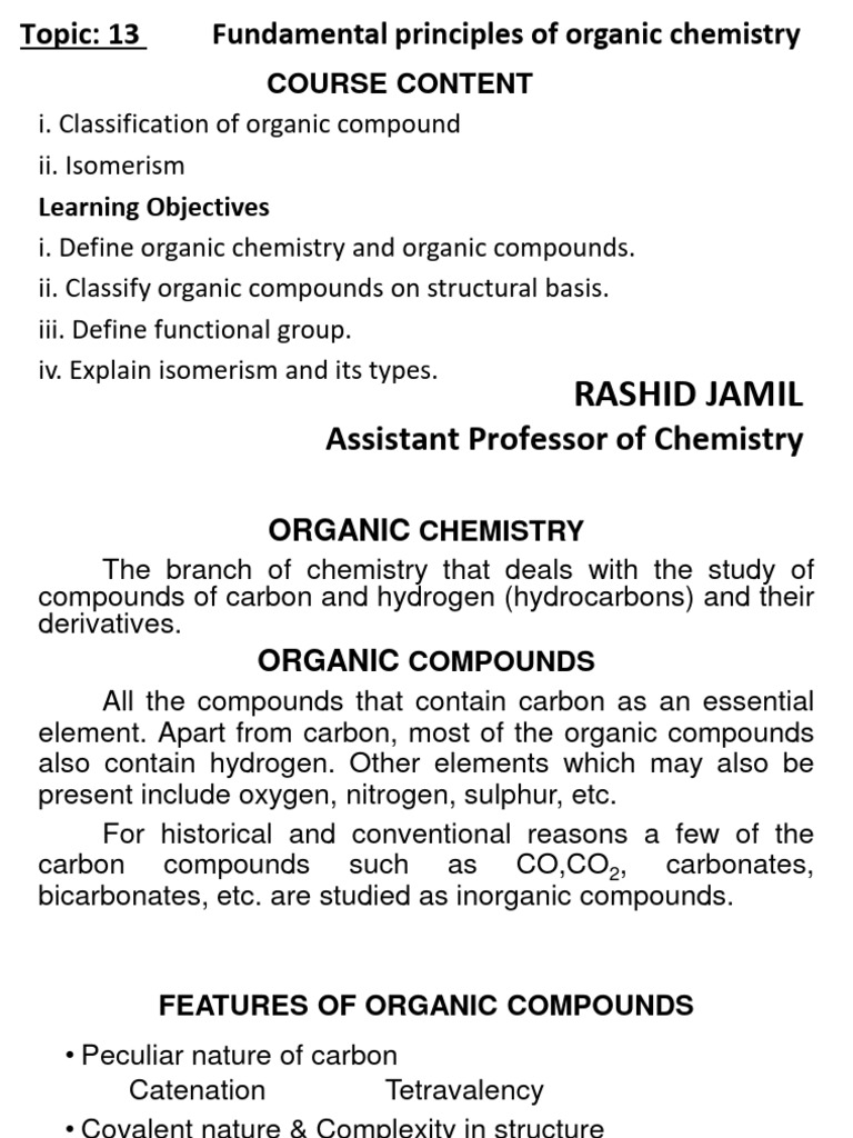 Principles of Organic Chemistry Overview | PDF