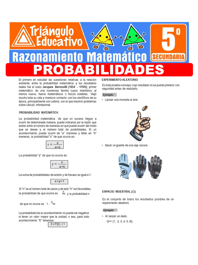 Probabilidades para Quinto Grado de Secundaria (1) Docente | PDF