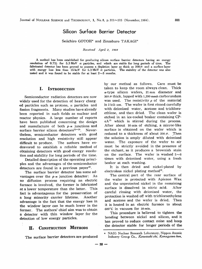 Silicon Surface Barrier Detector PDF