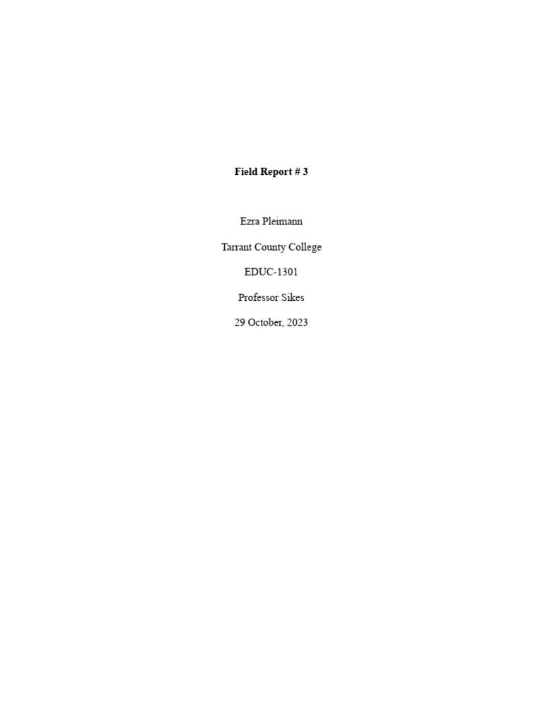 Field report 3 1 download free pdf classroom cognition