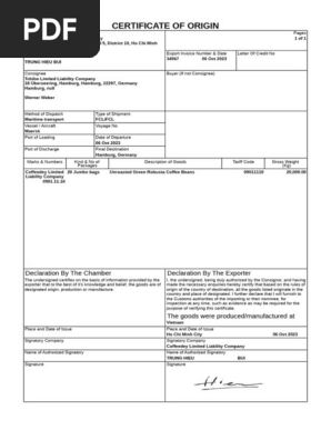 Certificate of Origin
