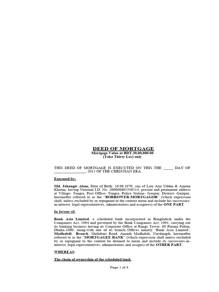 1st Party Mortgage Deed Pdf Mortgage Law Liability Financial