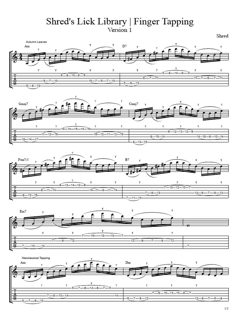 Shred s lick library finger tapping pdf music technology rock music