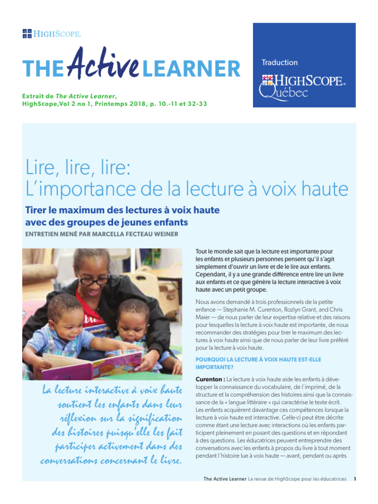 Importance de la lecture à voix haute | PDF | Littératie | Lexique