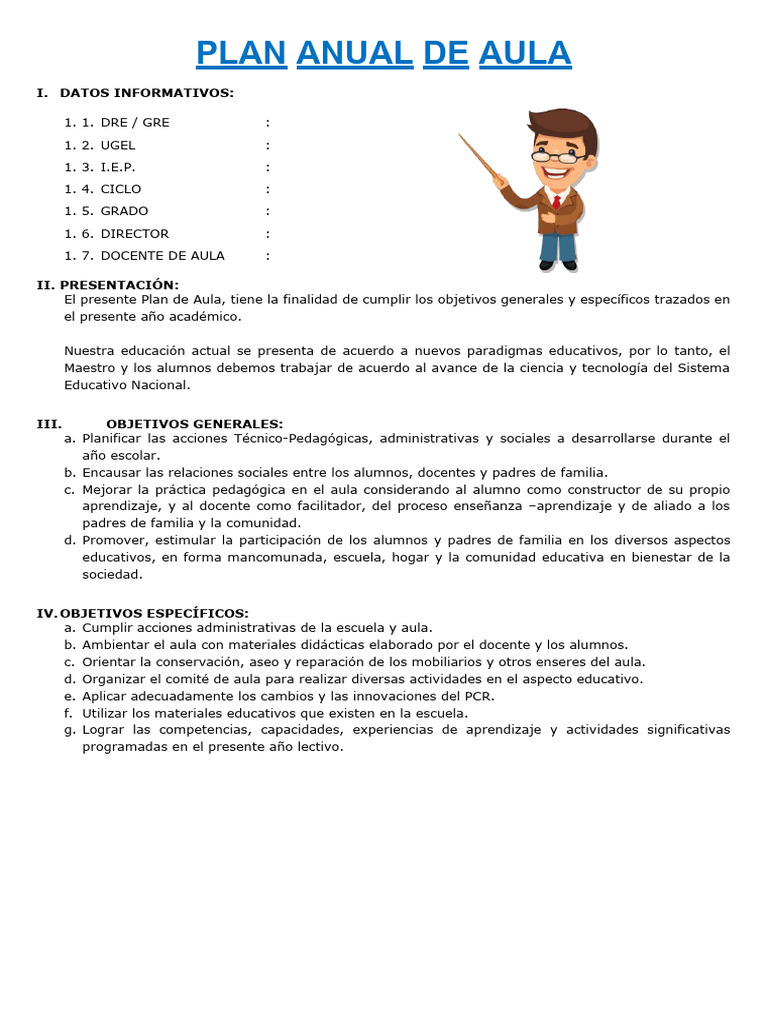 Plan Anual de Aula 2º | PDF | Salón de clases | Enseñando