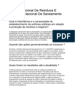 Política Nacional de Resíduos E Programa Nacional de Saneamento