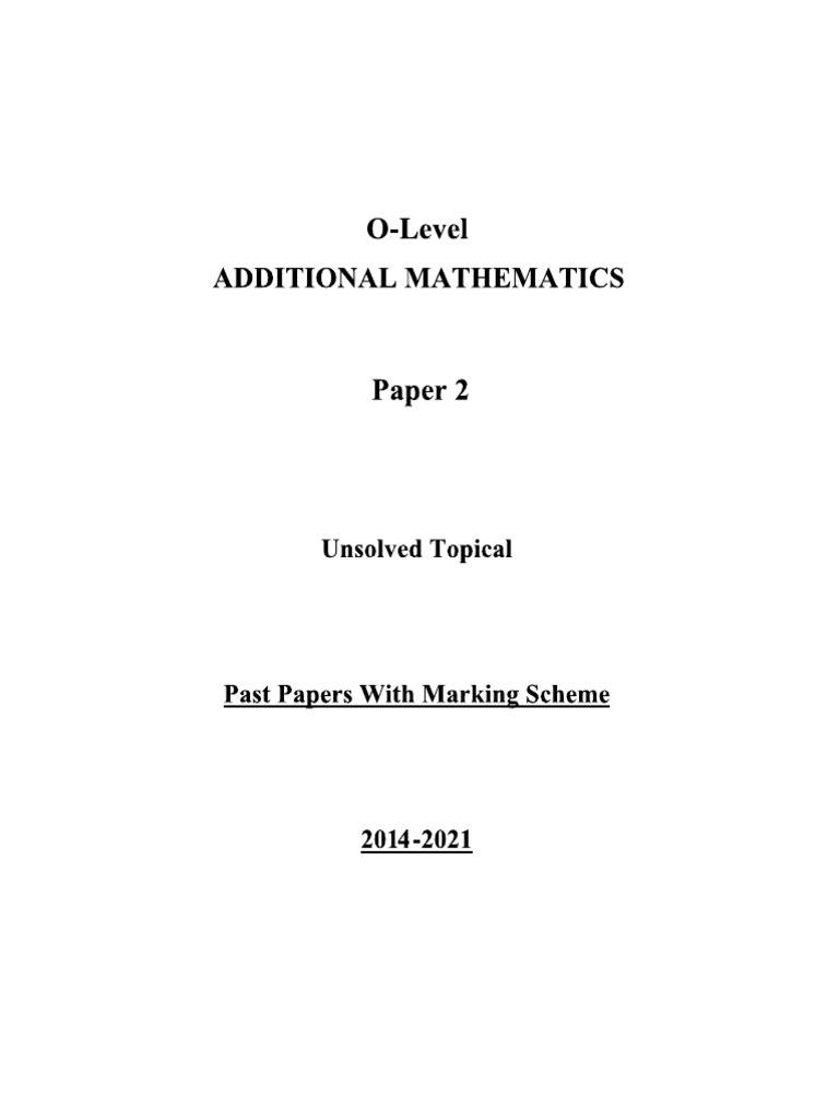 O-Level Add Math P2 | PDF