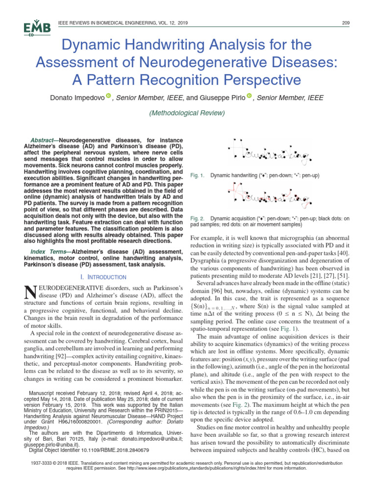 Handwriting Analysis for Neurodegenerative Diseases | PDF | Receiver ...