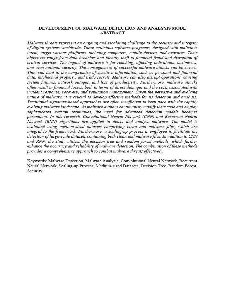 Development of Malware Detection and Analysis Mode | PDF | Business ...