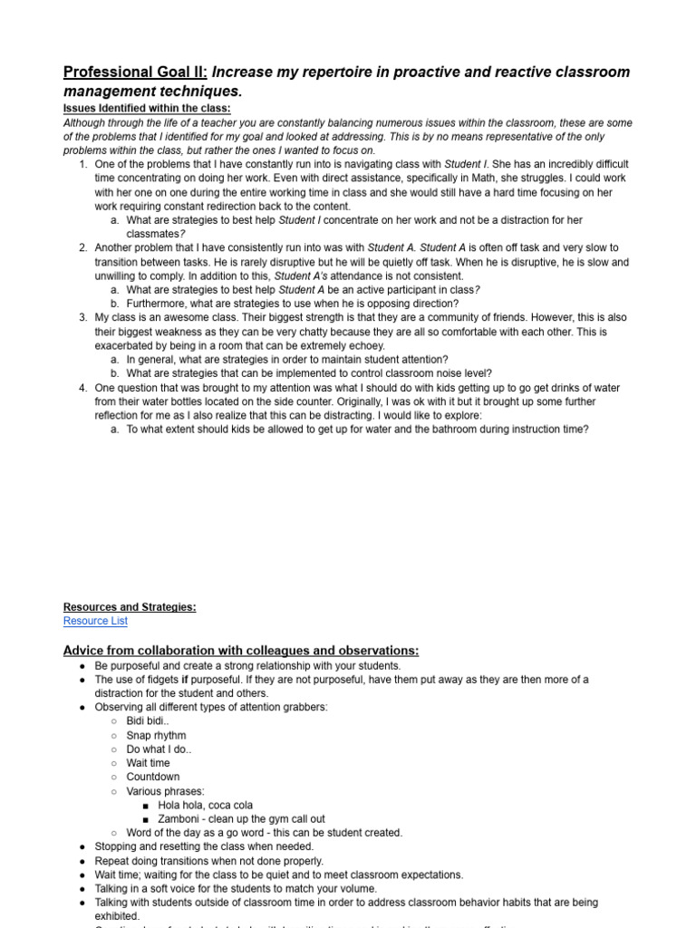 Strategies For Classroom Management | PDF