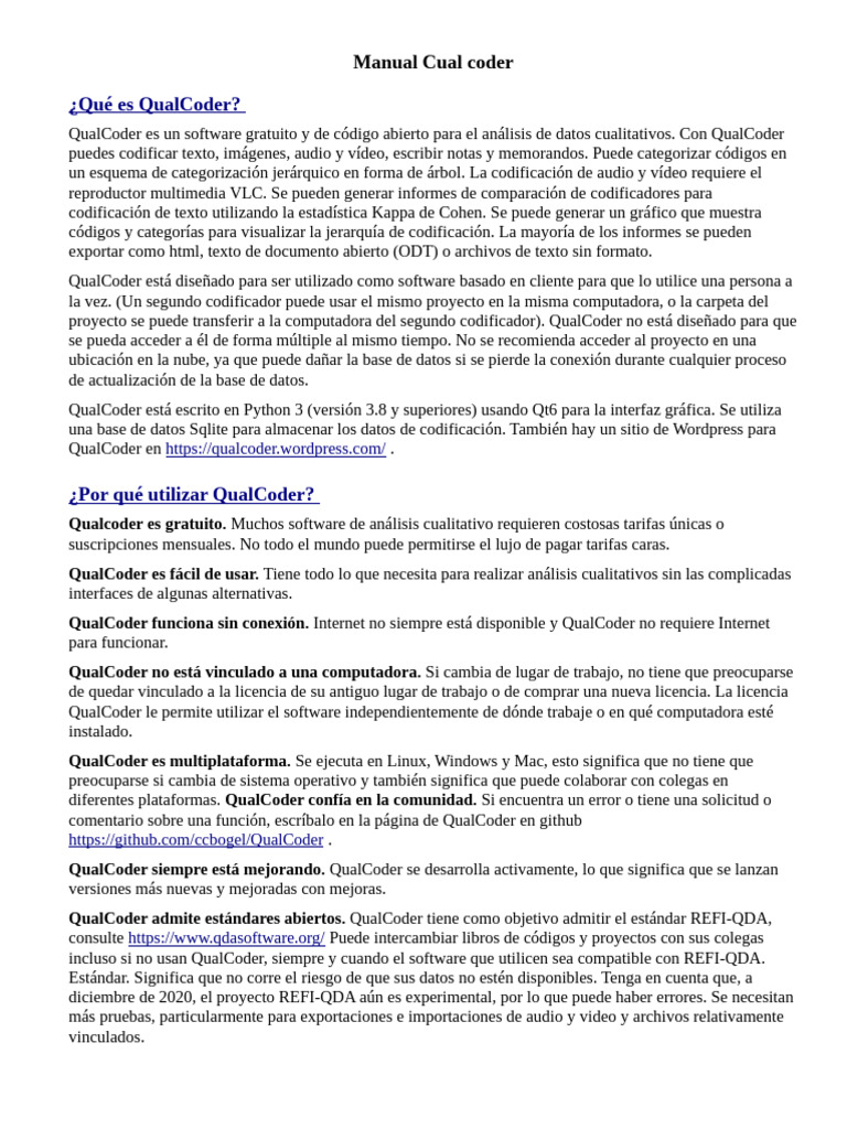 Manual de QualCoder: Guía Completa | PDF | Archivo de computadora ...
