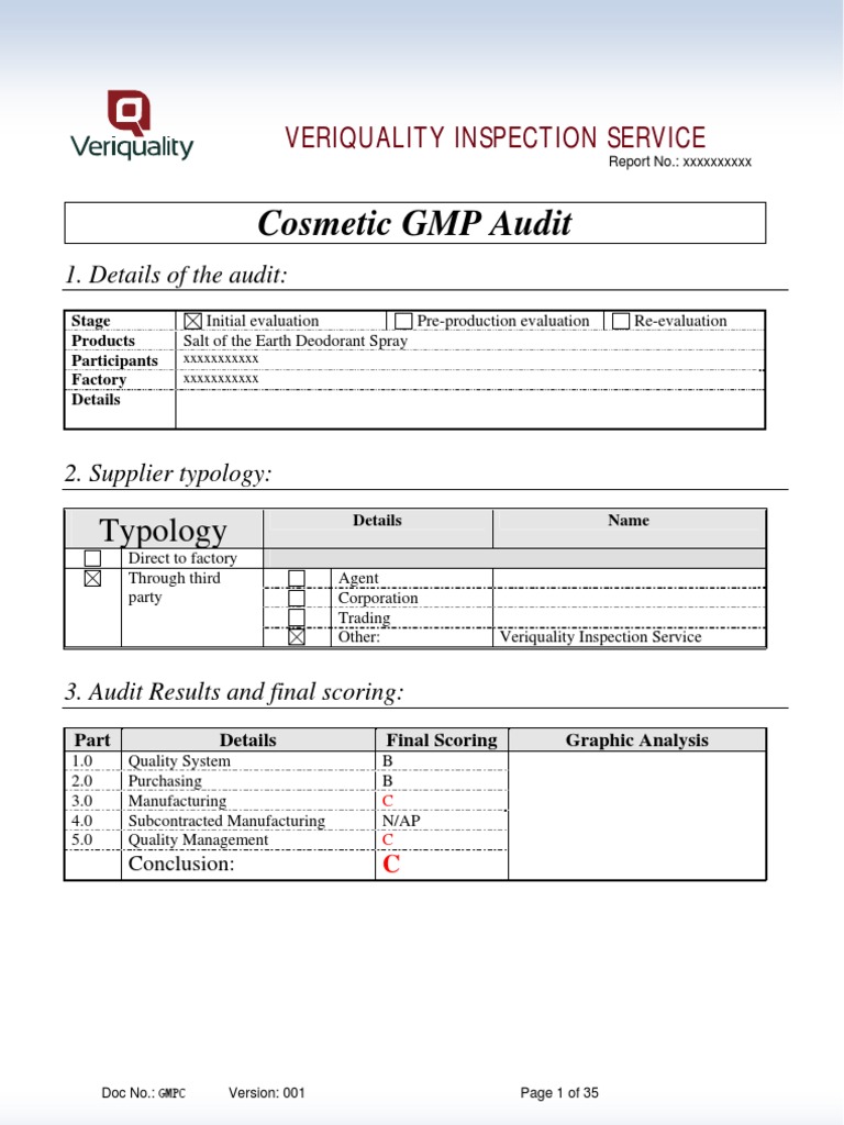 GMP Audit Report Calibration Warehouse