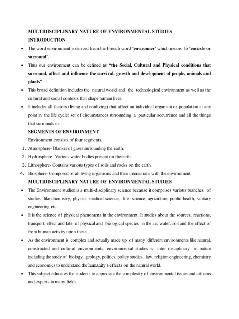 EnvironmentalStudies Notes PDF