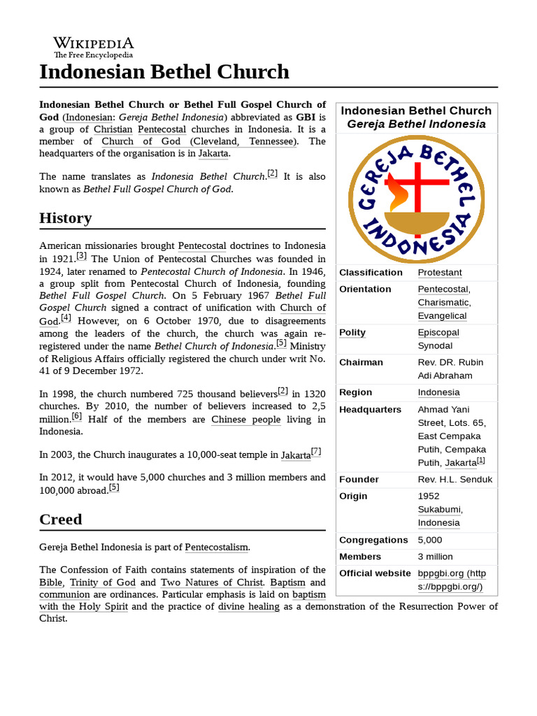 Indonesian Bethel Church Pdf Pentecostalism Western Christianity