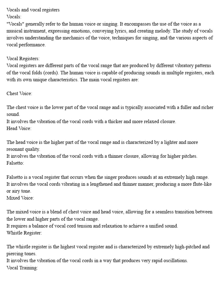 Vocals and Vocal Registers PDF Language Arts & Discipline Foreign