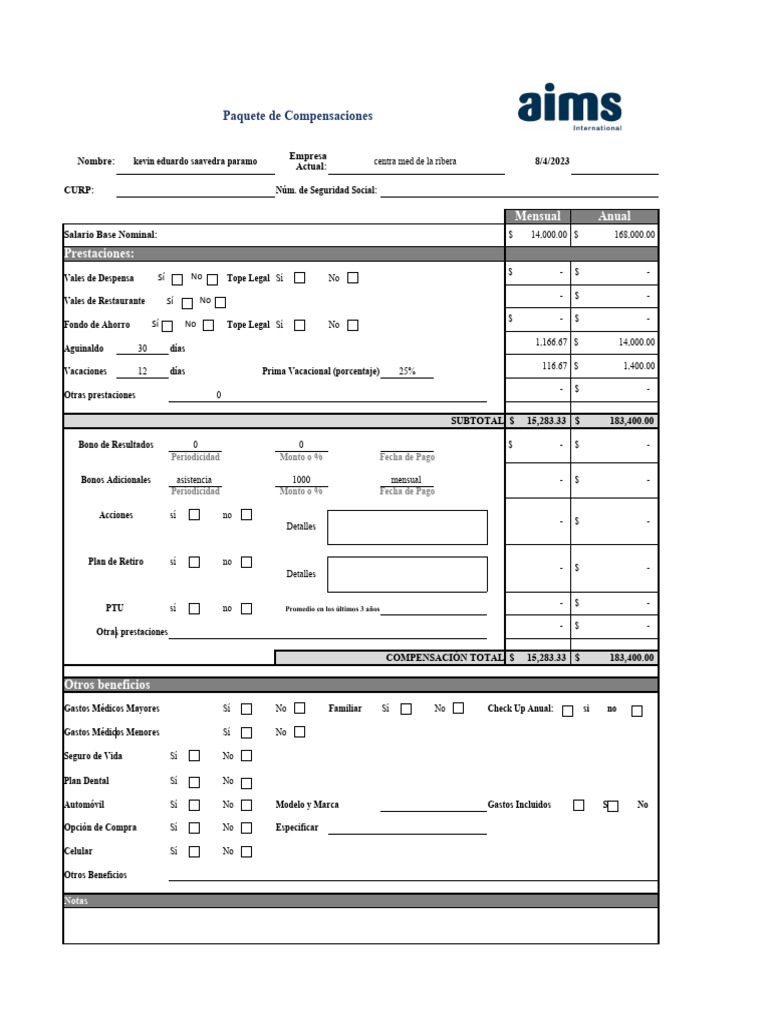 Paquete de Compensaciones Laborales | PDF | Economias