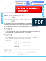 Multiplicación de Números Enteros para Quinto de Primaria