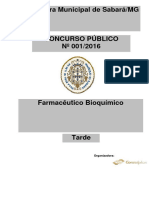 Consulplan 2017 Prefeitura de Sabara MG Farmaceutico Bioquimico Prova