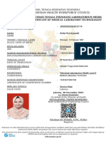 The Indonesian Health Workforce Council: Registration Certificate of Medical Laboratory Technologist