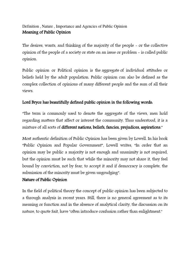 Understanding Public Opinion in Democracy | PDF | Freedom Of The Press ...