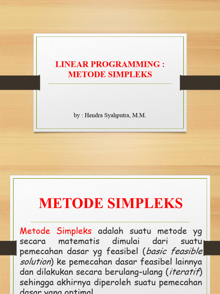 Metode Simpleks untuk Pemula | PDF