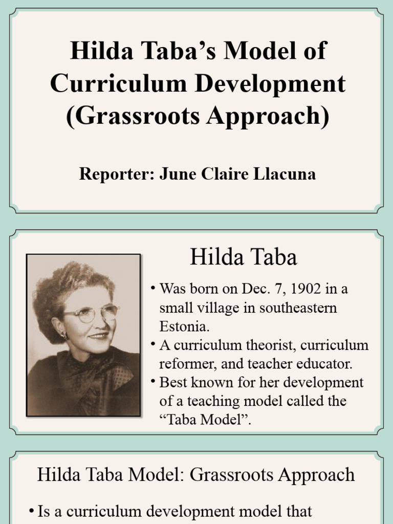 Hilda Taba Model Llacuna PDF Curriculum Teachers