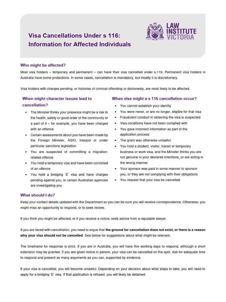 Section 116 Information For Affected Individuals | PDF | Travel Visa ...